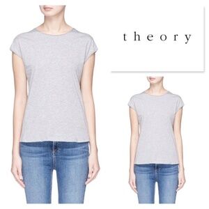 Theory Ginala Linen Striped Top Black&White Small